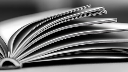 Captivating grayscale composition of an open book with gently fanned pages