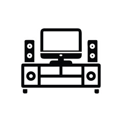 tv stand with speakers on white background for web and graphic design