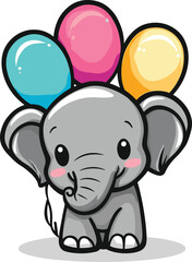 Obraz premium elephant with balloons