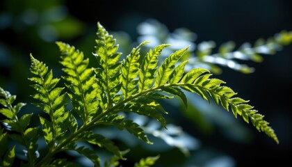 lighting effect a striking photo of a fern leaf illuminated by dramatic lighting, creating deep contrasts.