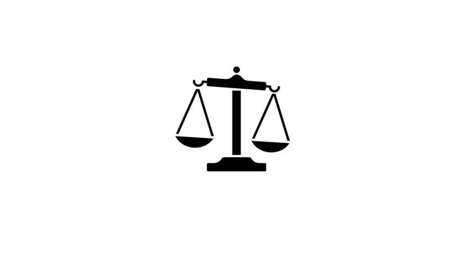 Weight Scale Icons, animation stock video 4k, balanced scale, Scale of Justice, weight balance, Symbol of law justice.