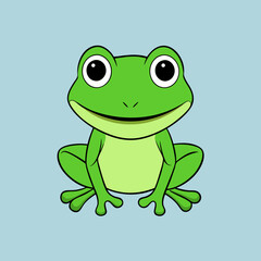green frog on white background