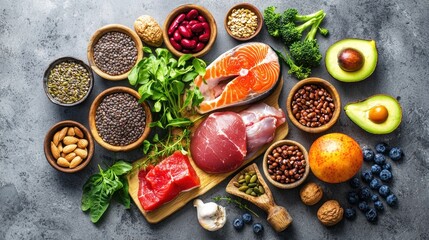 A health concept image showing gut microbiome balance with healthy foods