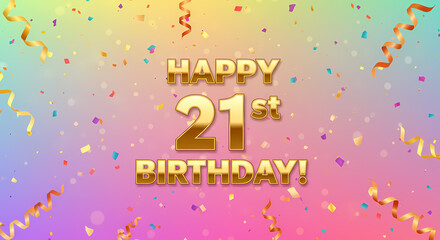 Happy 21st Birthday Background: Gold Confetti Celebration