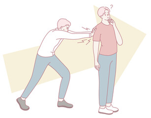 An intriguing scene showcasing the interaction between two individuals, both exhibiting curious and puzzled expressions