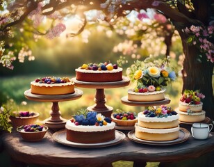 Naklejka premium Rustikales Kuchenbuffet im Garten
