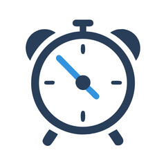 Alarm Clock Icon on Black Background - Time Management Symbol