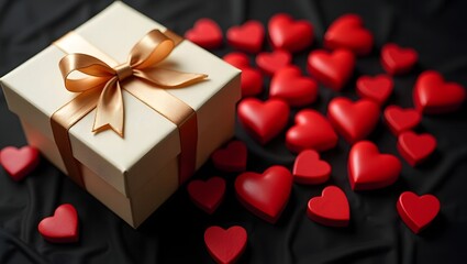 Overflowing Hearts from Luxurious Gift Box on Black Velvet