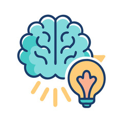 Brainstorming: Brain with a Light Bulb Icon Represents Innovation and Idea Generation