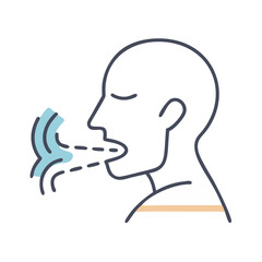 Human Silhouette Coughing, Spreading Respiratory Droplets, Black Background, Vector Illustration