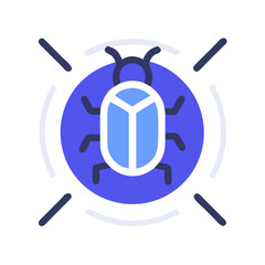 Blue Beetle Icon: Vector Illustration for Bug Detection and Cybersecurity