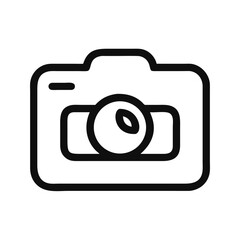 Camera Icon Outline on Black Background, Photography Concept, Vector Illustration