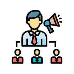 Team Leader, Speaker, and Supervisor Icon with Bullhorn