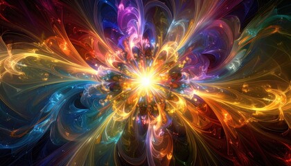 Obraz premium Dynamic color explosion abstract art digital artwork vibrant universe close-up view creative expression