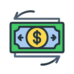 Money Exchange Icon with Dollar Sign and Arrows, Financial Transaction Concept