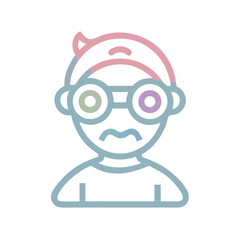 Obraz premium Funny Cartoon Nerd Boy Wearing Glasses Icon Character Illustration on Black