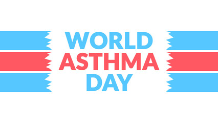 World Asthma Day text with side lines on a White background. 
