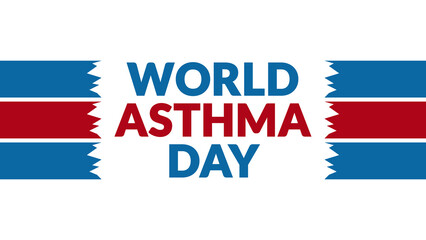 World Asthma Day text with side lines on a White background. Which is observed every year in May to celebrate World Asthma Day.