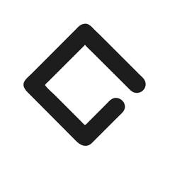 Abstract Dark Gray Diamond Icon, Simple Outline Shape on Black Background