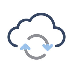 Cloud Computing Data Sync & Backup Icon, Technology Illustration on Black