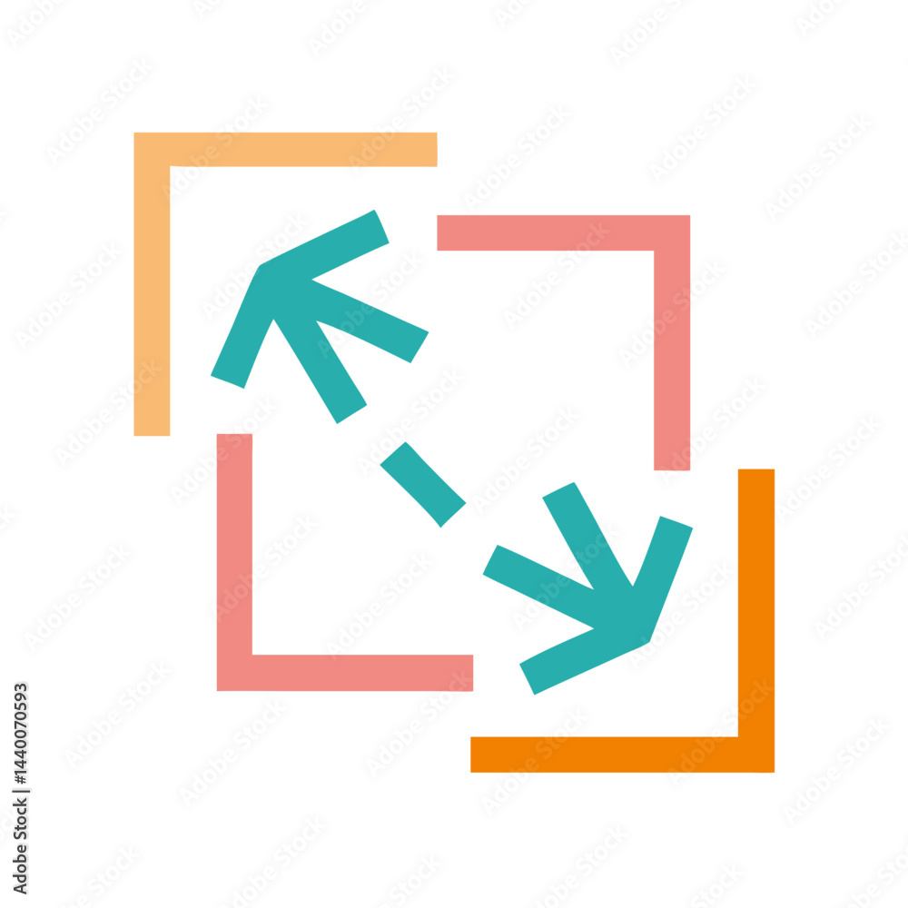 Poster resize icon with arrows and frames on black background