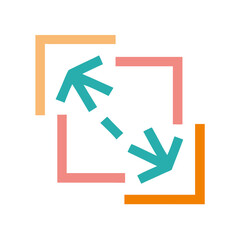 Resize Icon with Arrows and Frames on Black Background