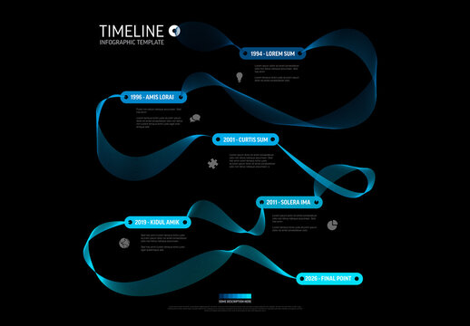Blue Wavy Timeline Infographic Template for Data Visualization