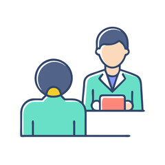 Job Interview Icon: Meeting Between Candidate and Recruiter Illustration