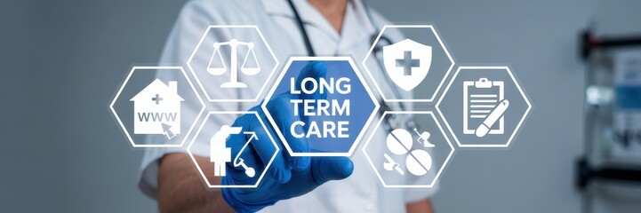 Interactive graphic displaying long-term care options.