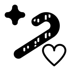 candy cane icon, glyph icon style