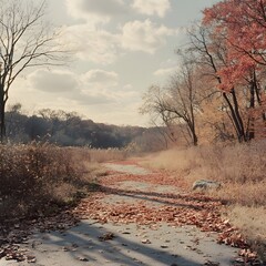 Autumn Forest Path Falling Leaves Scenic Nature Landscape, autumn, forest, path, leaves, falling, scenic, nature, landscape, trees, colorful