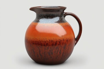 Rustic ceramic pitcher ombre glaze brown orange tones vintage style handcrafted pottery home decor