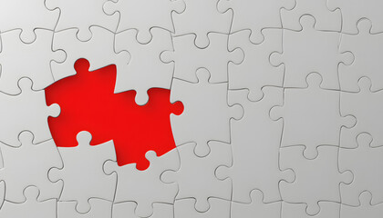 Missing Puzzle Piece on Red Background