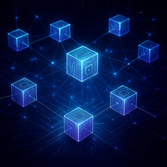Fototapeta premium Futuristic Blockchain Network and Data Security Concept
