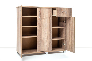 wooden cabinet isolated on white