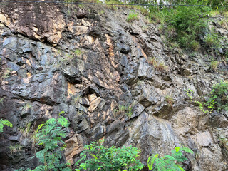 Wet rock wall after rain
