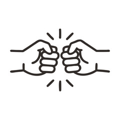 Fist Bump Outline Icon: Friendship, Success, Agreement, Teamwork, and Collaboration