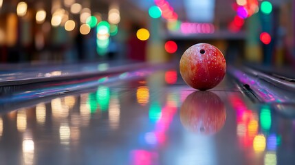 bowling ball on lane.