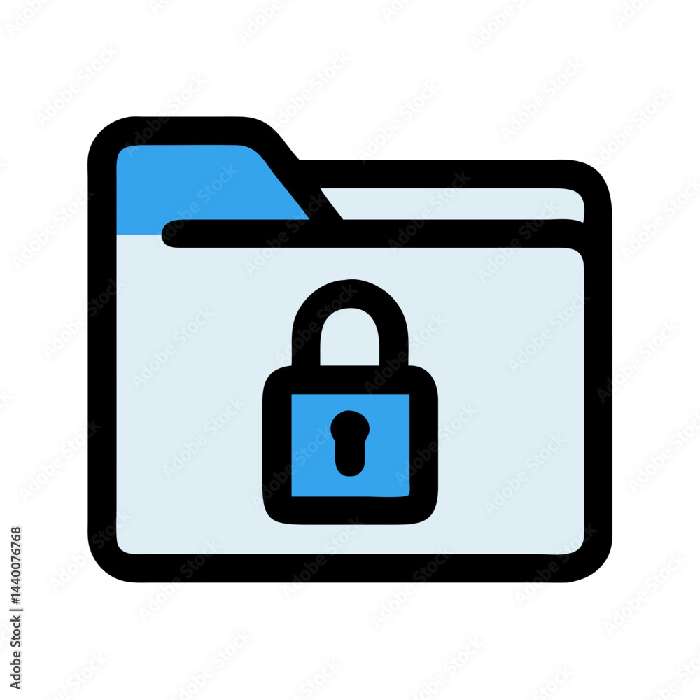 Poster secure folder: icon of a folder with a lock, data protection