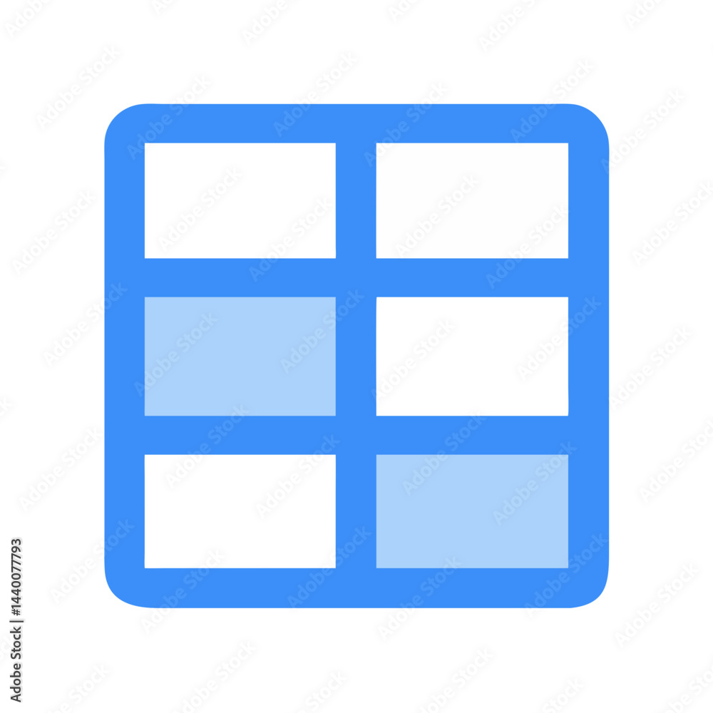 Poster grid layout icon: blue ui element for interface design and development