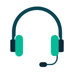 Teal Headset Illustration for Customer Service, Call Center, or Tech Support
