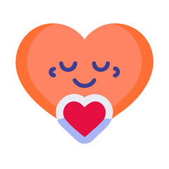 Cute Heart Emoji Holding a Smaller Heart, Love and Affection