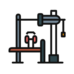 Icon illustration of fitness equipment, chest press machine, vector illustration, isolated.
