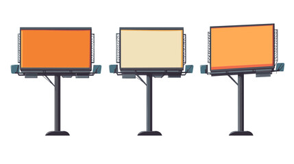 Obraz premium Three Blank Billboards Mockup: Orange, Beige, and Yellow Panels