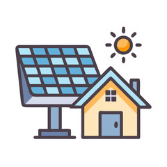 Solar Panel House: Sustainable Energy, Eco-Friendly Living Illustration for a Green Future