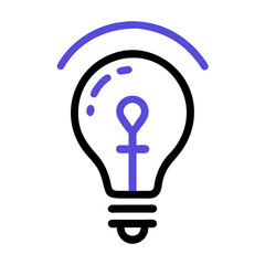 Simple Purple Ankh Symbol Icon with Arc on Black Background