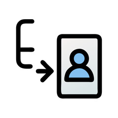 User Icon: Simple Person Symbol in Blue and Black on White Card