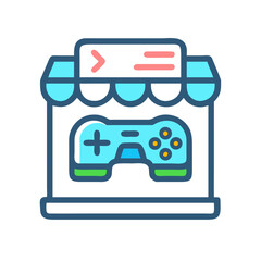Online Game Store Icon: Gaming, Retail, and Entertainment, vector illustration