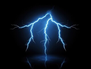3D - rendered blue lightning bolts flashing across a dark background, creating a mysterious and powerful atmosphere