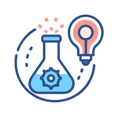 Creative Innovation: Gear in Beaker with Light Bulb Idea Illustration